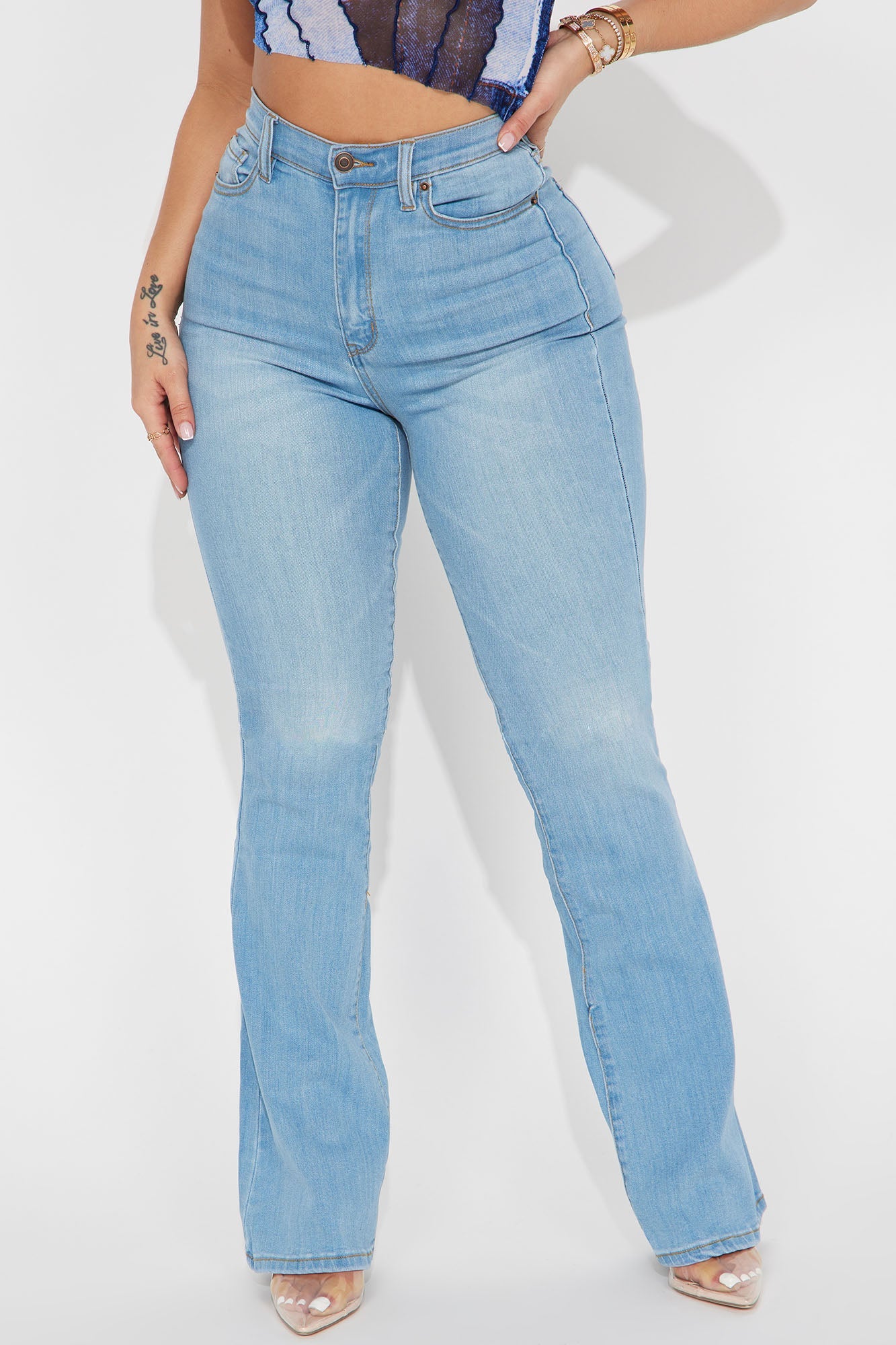 Tall Luxurious Super Stretch Flare Jeans - Light Blue Wash