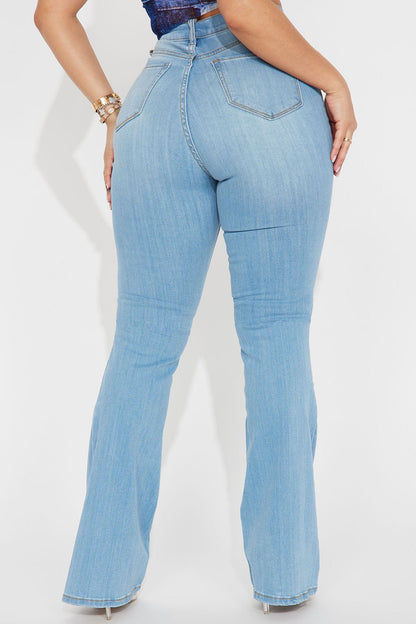 Tall Luxurious Super Stretch Flare Jeans - Light Blue Wash
