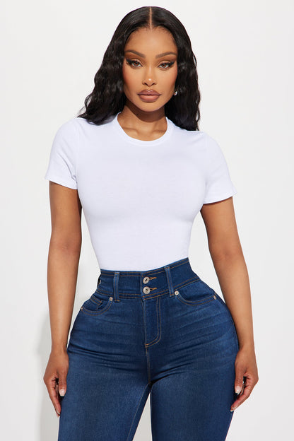 Cambria Short Sleeve Bodysuit - White