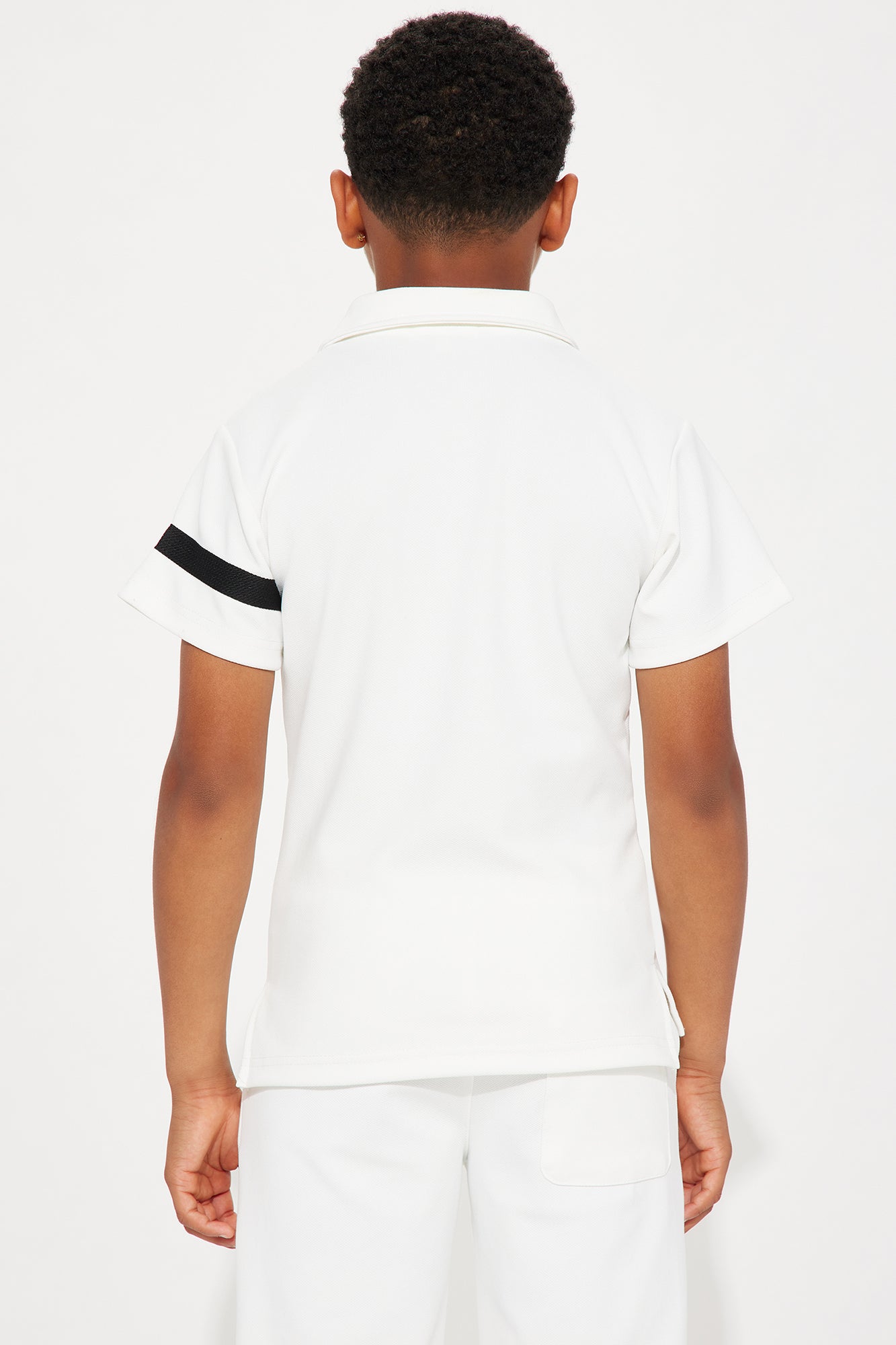 Mini Stripe Away Knit Polo - White