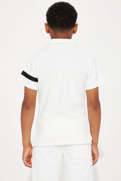 Mini Stripe Away Knit Polo - White