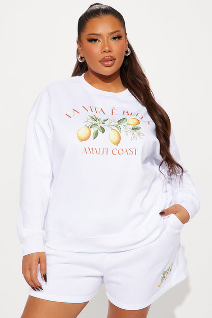 Sweet Like Candy Fleece Short Set - White