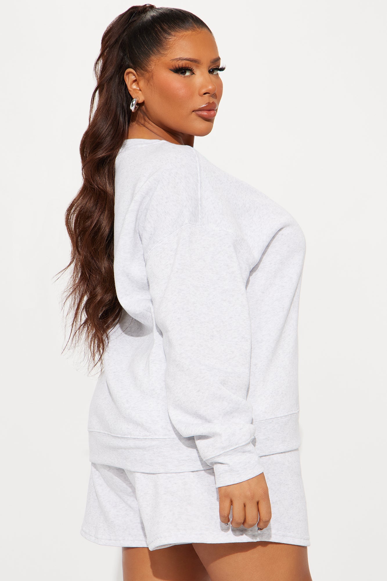 Sweet Like Candy Fleece Short Set - Heather Grey