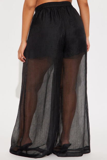 Hollie Wide Leg Organza Pant - Black