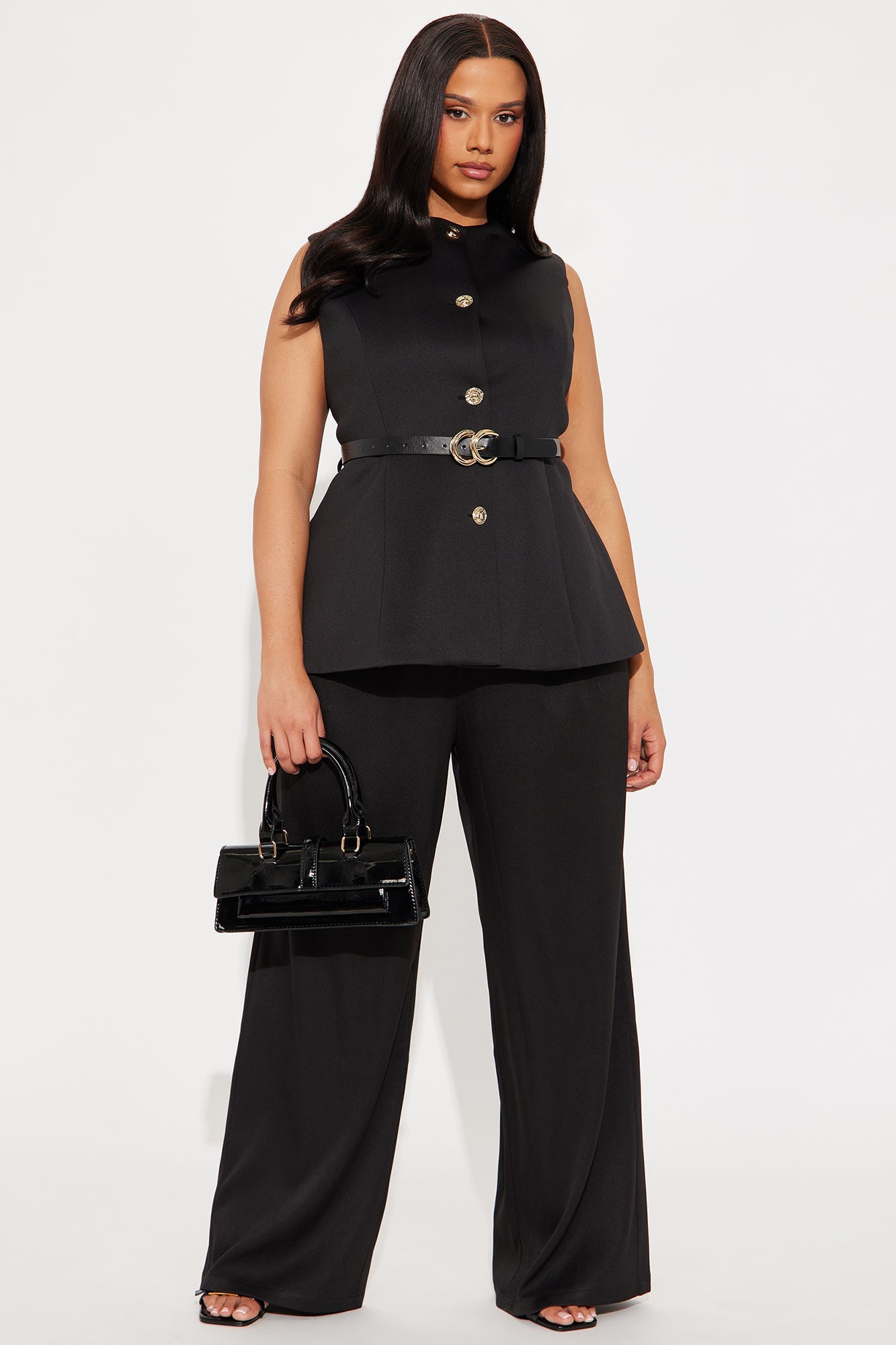 Booked And Busy Belted Vest Top - Black
