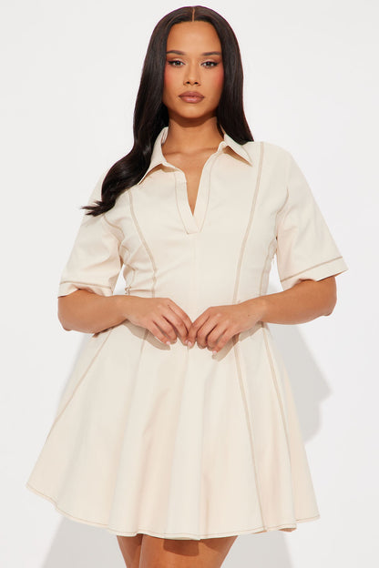 Prim Collared Mini Dress - Cream