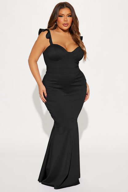 Selena Ruffle Maxi Dress - Black