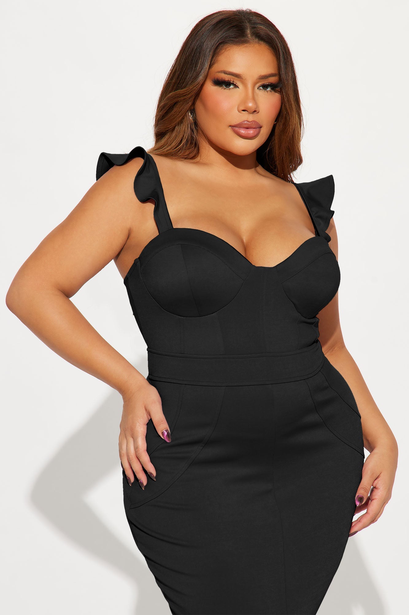 Selena Ruffle Maxi Dress - Black