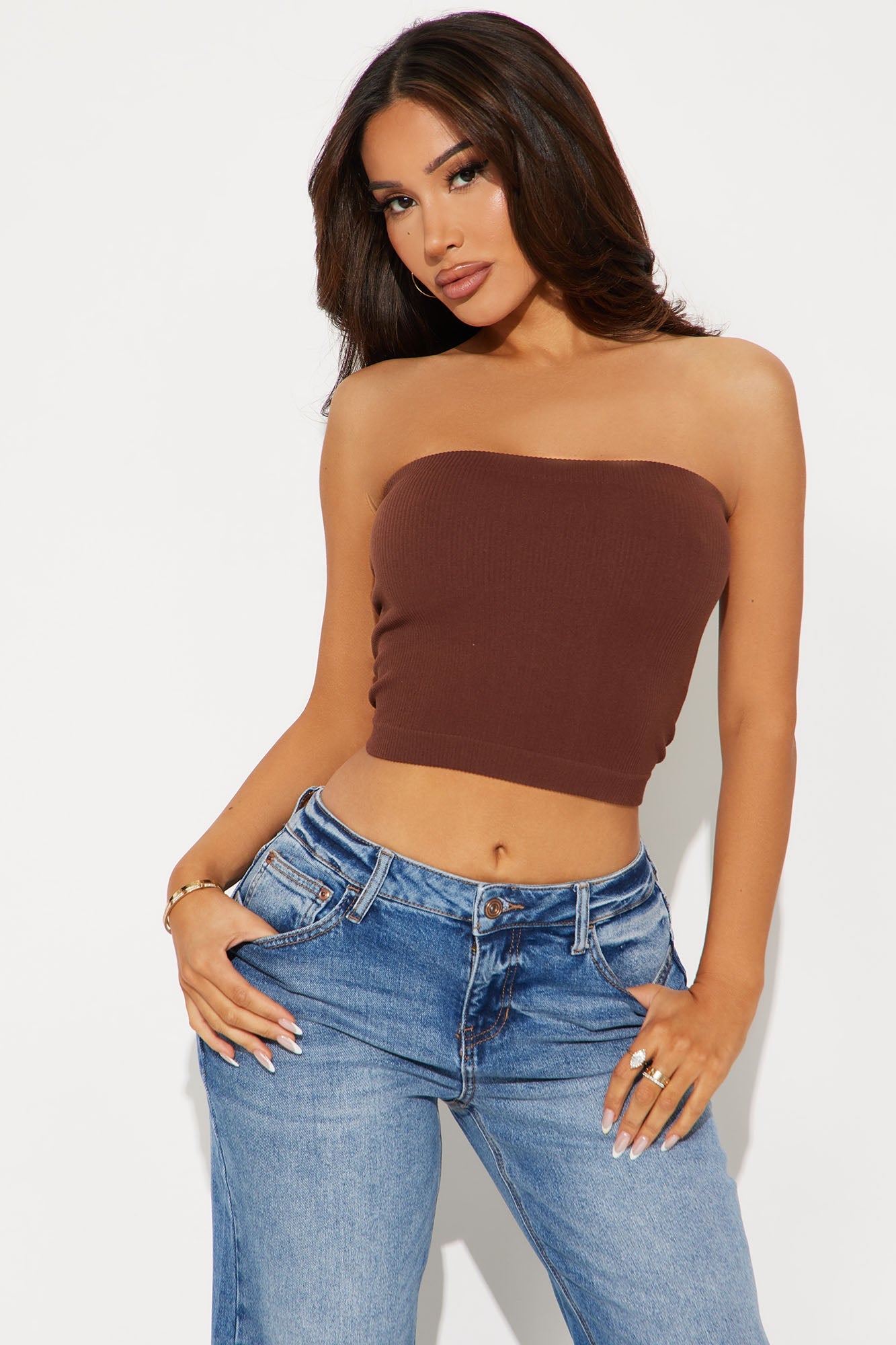 Easy Every Day Seamless Tube Bralette - Brown
