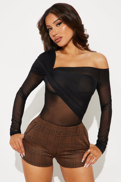 Priscilla Mesh Off Shoulder Top - Black