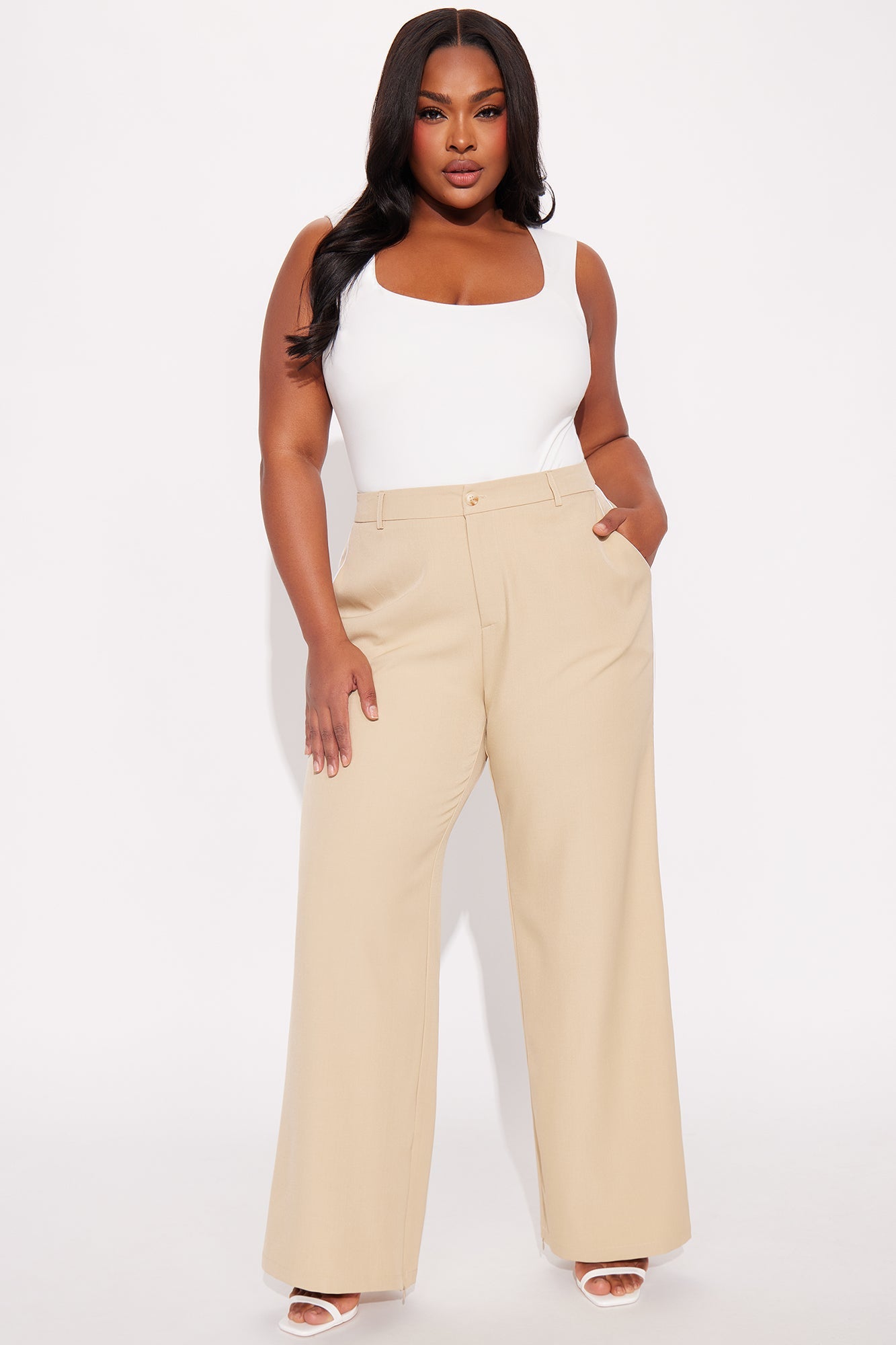 Camryn Wide Leg Trouser Pant - Khaki