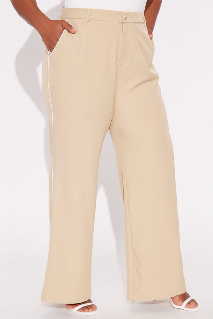 Camryn Wide Leg Trouser Pant - Khaki