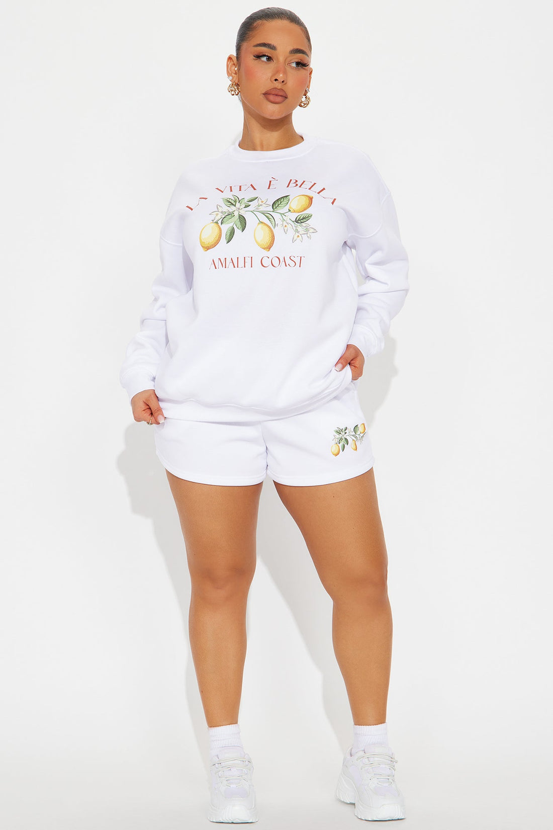 Sweet Like Candy Fleece Short Set - White