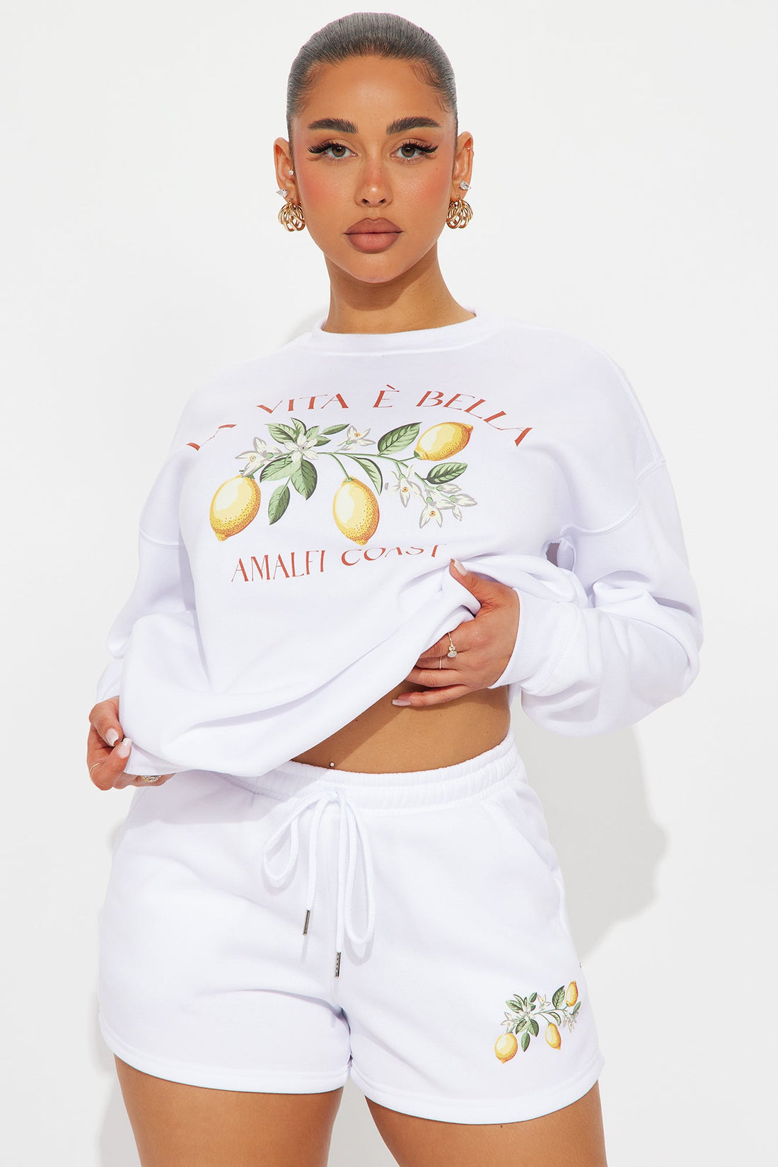 Sweet Like Candy Fleece Short Set - White
