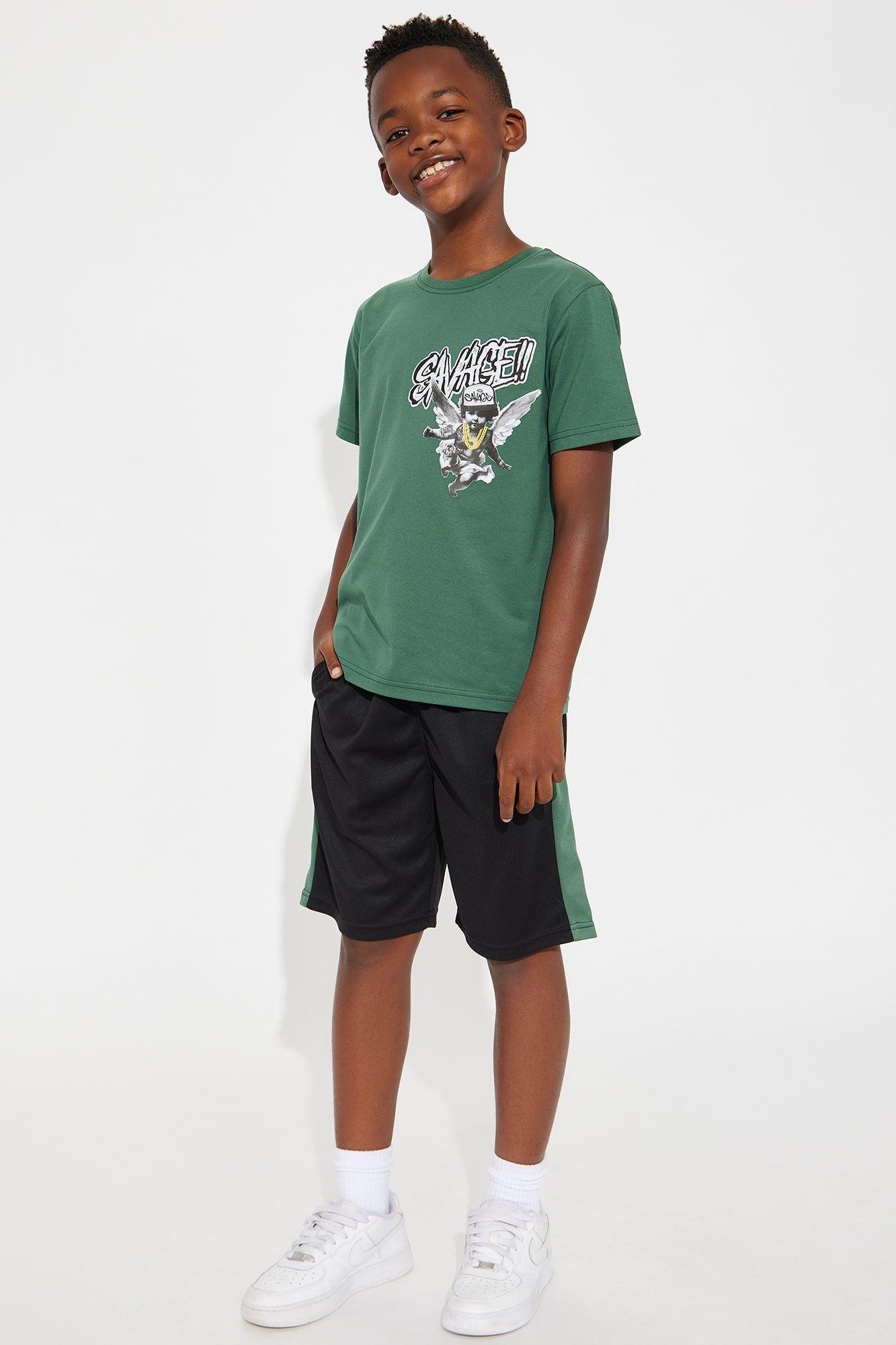 Mini Always Been Savage Short Set - Green/combo