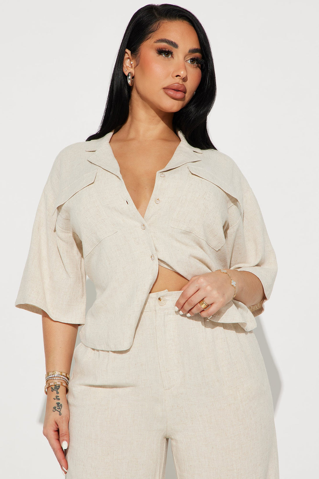Roslyn Linen Pant Set - Oatmeal