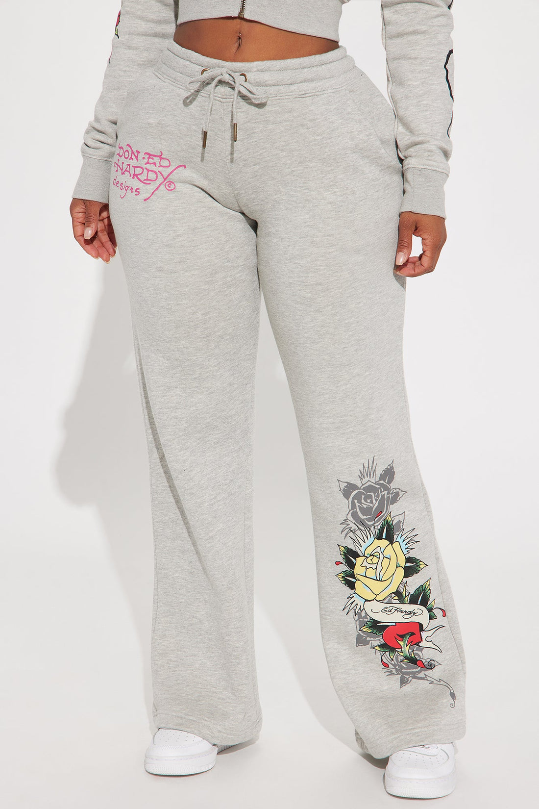 Ed Hardy Rose And Sword Sweatpant - Heather Grey
