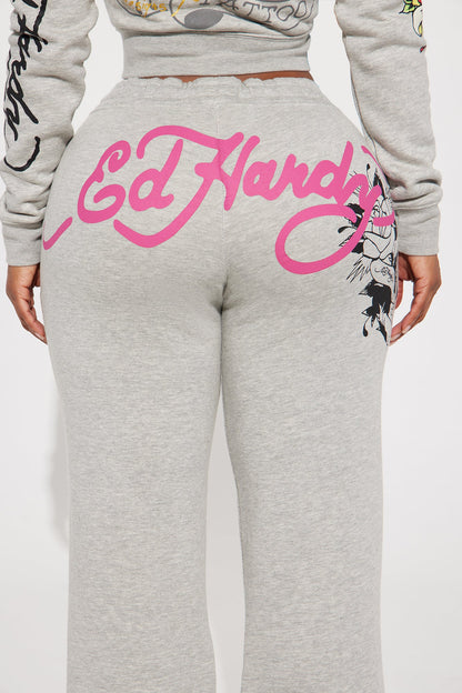 Ed Hardy Rose And Sword Sweatpant - Heather Grey