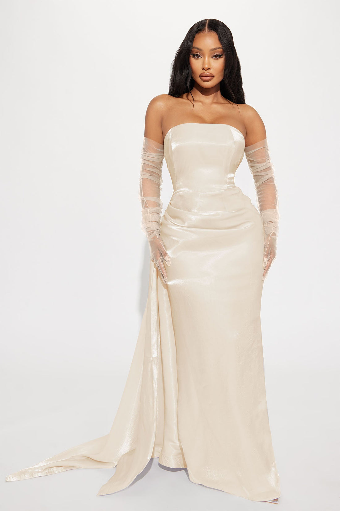Center Stage Organza Gown - Champagne