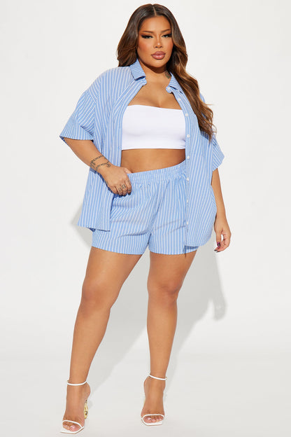 Lily Striped Short Set - Blue