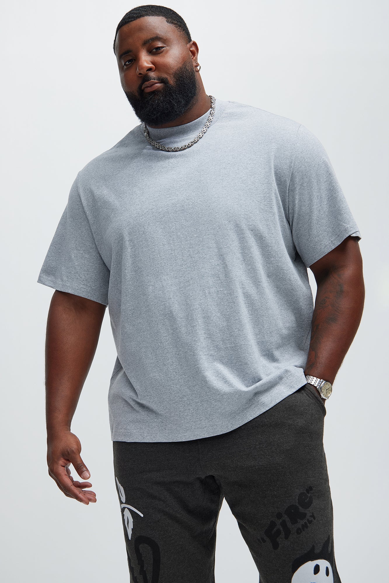 Oversized Heavyweight Tee 240GSM - Heather Grey