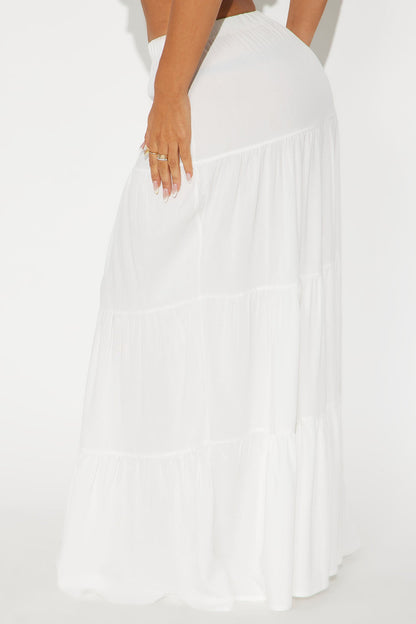 Adriana Tiered Maxi Skirt - White