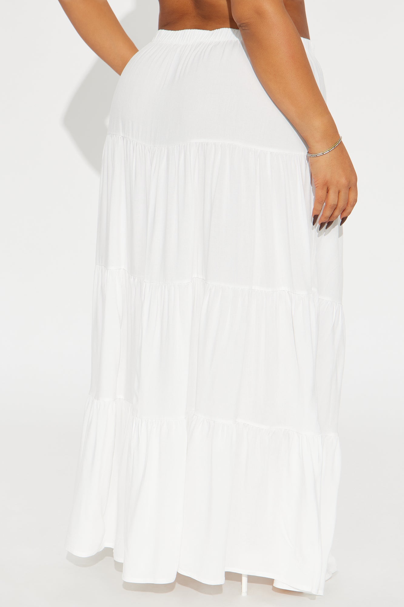 Adriana Tiered Maxi Skirt - White