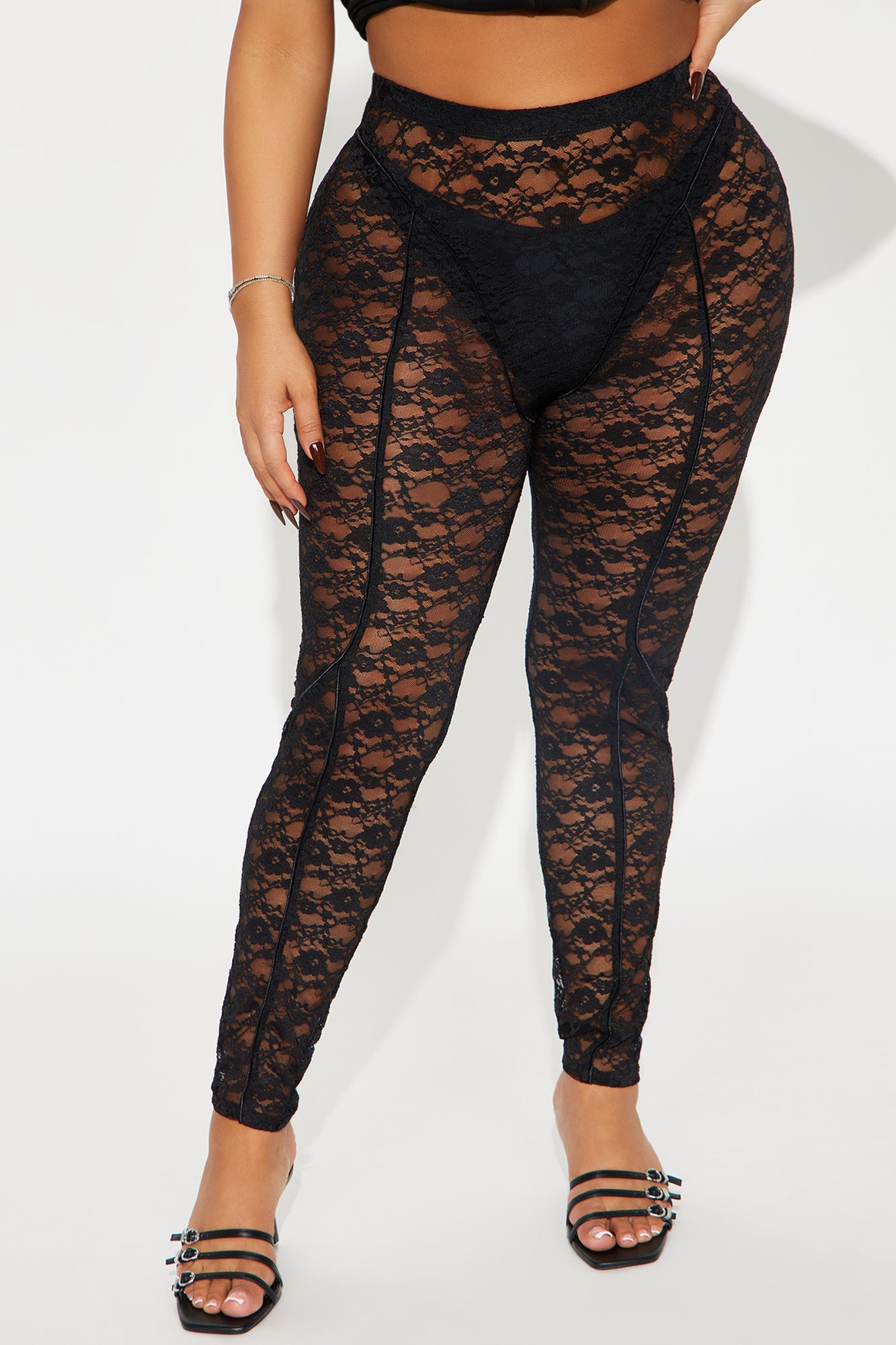 Evalina Sheer Lace Legging - Black