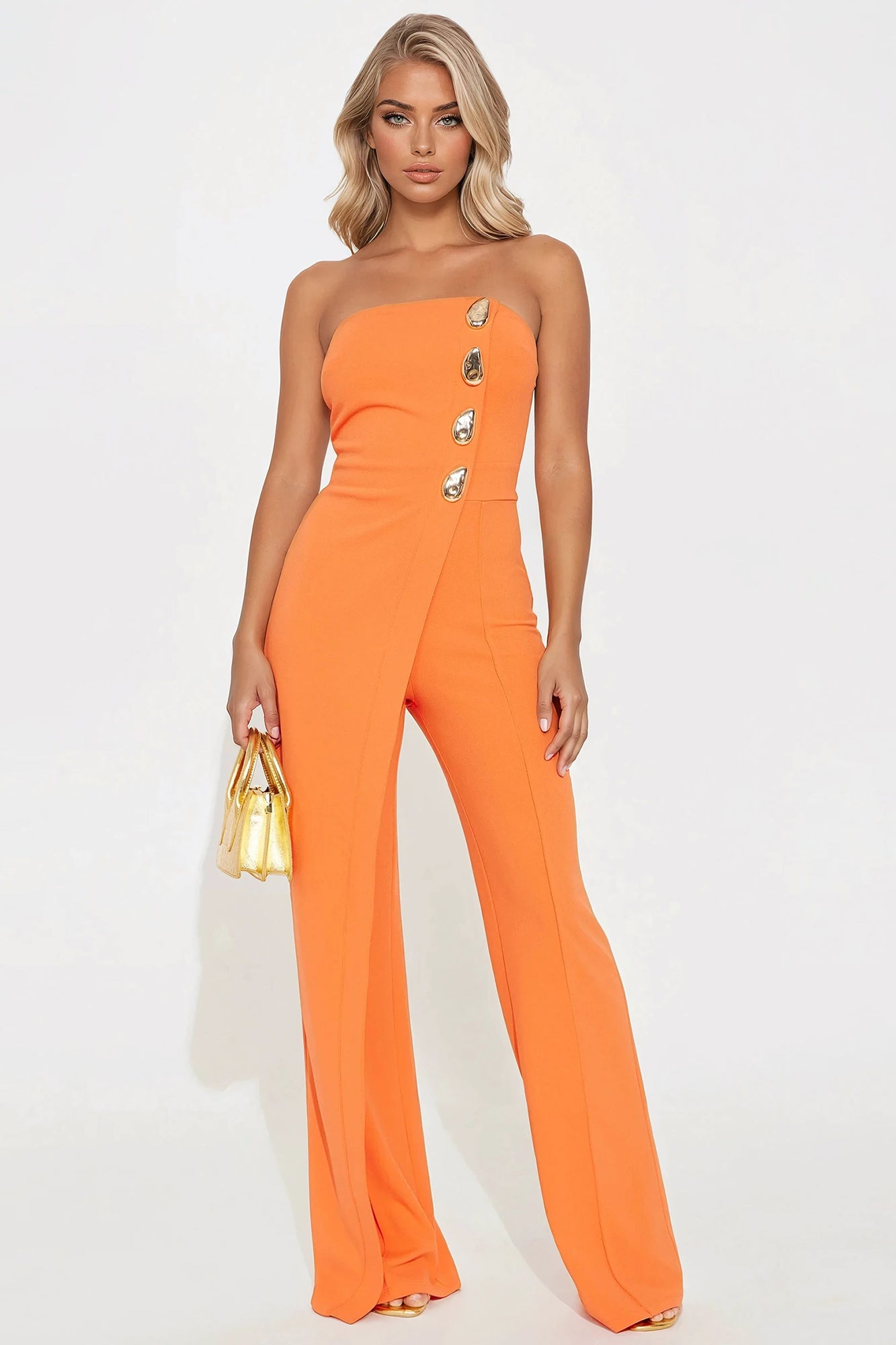 Born To Please Wide Leg Jumpsuit - Orange