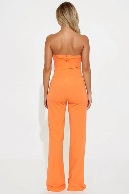 Born To Please Wide Leg Jumpsuit - Orange