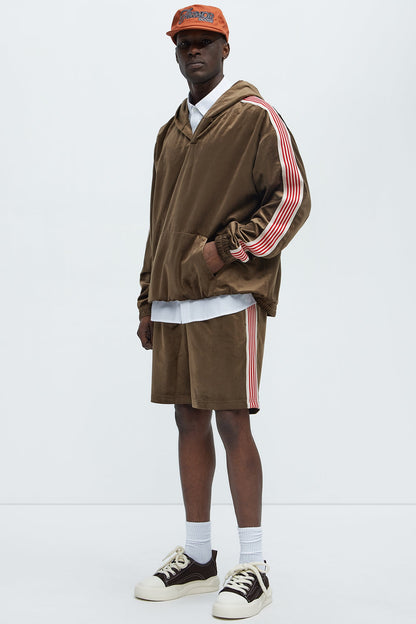 Like You Do Velour Relaxed Shorts - Brown