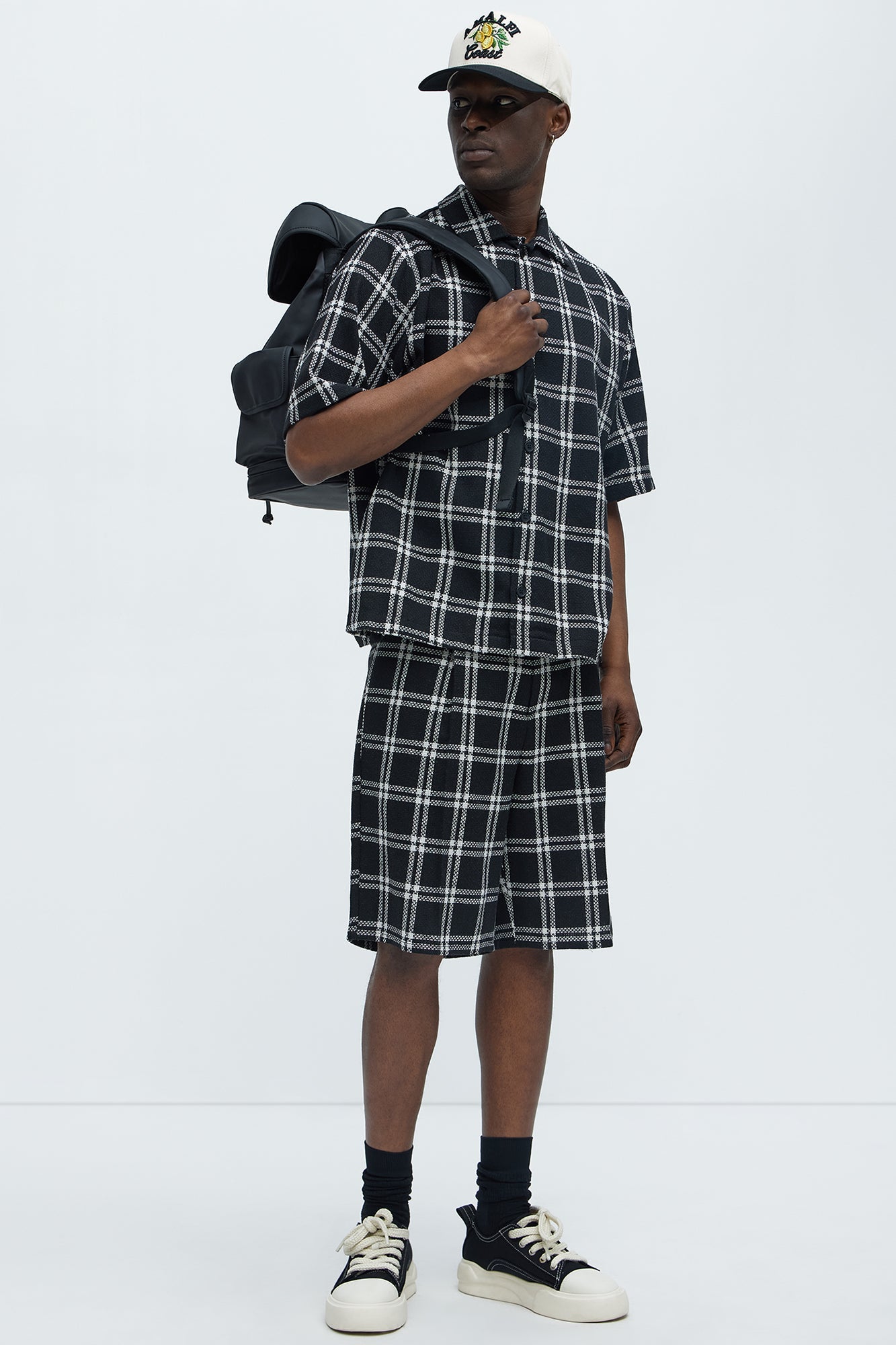 Porter Plaid Relaxed Shorts - Black/combo