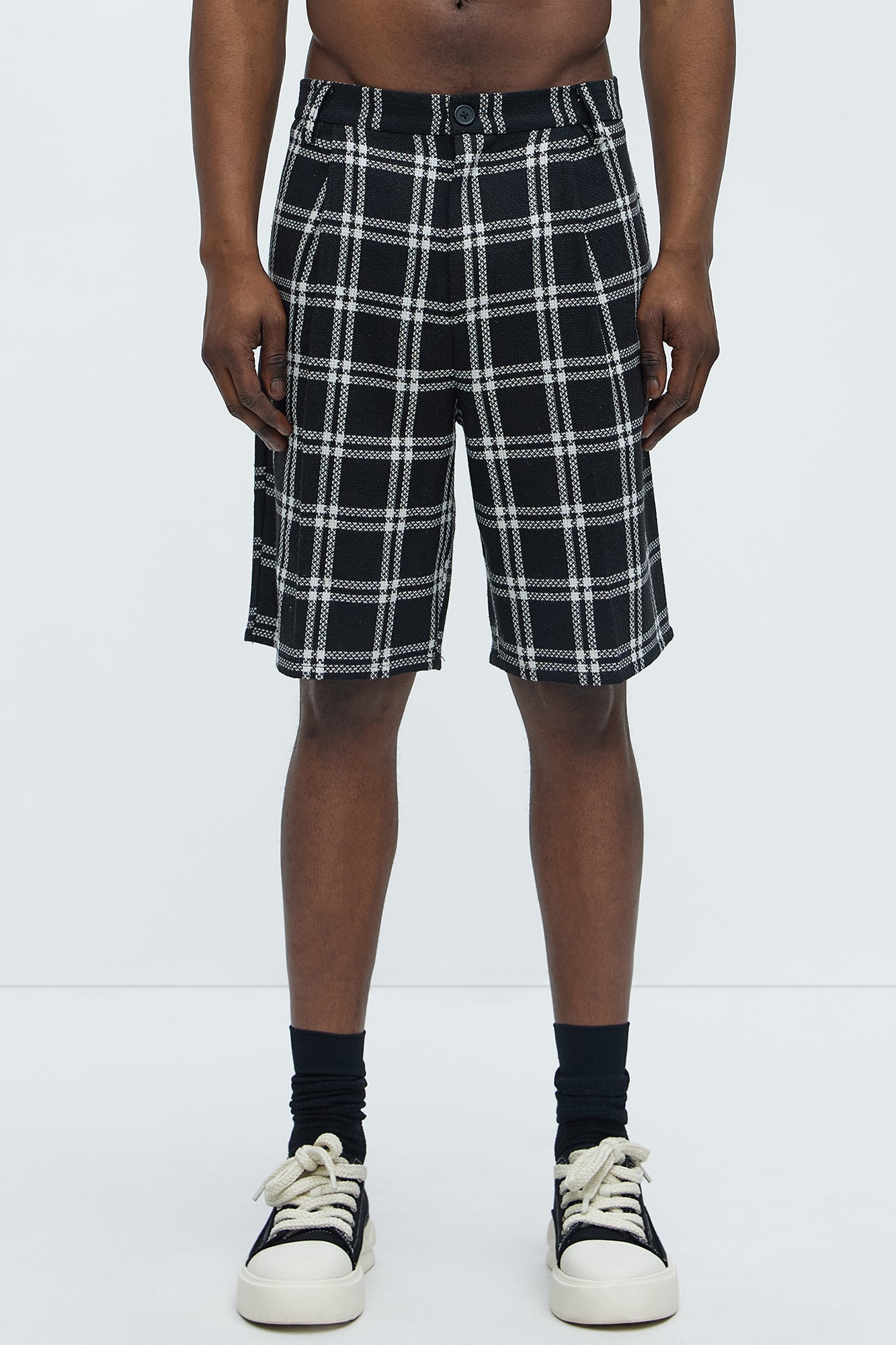 Porter Plaid Relaxed Shorts - Black/combo