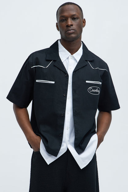Rodeo Club Cropped Shirt - Black/White