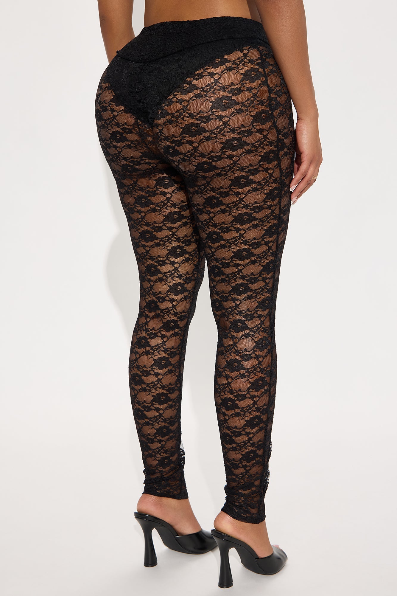 Evalina Sheer Lace Legging - Black