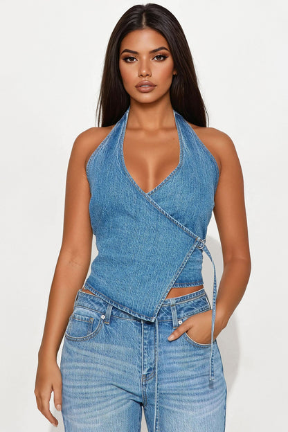 Angela Denim Pant Set - Medium Wash