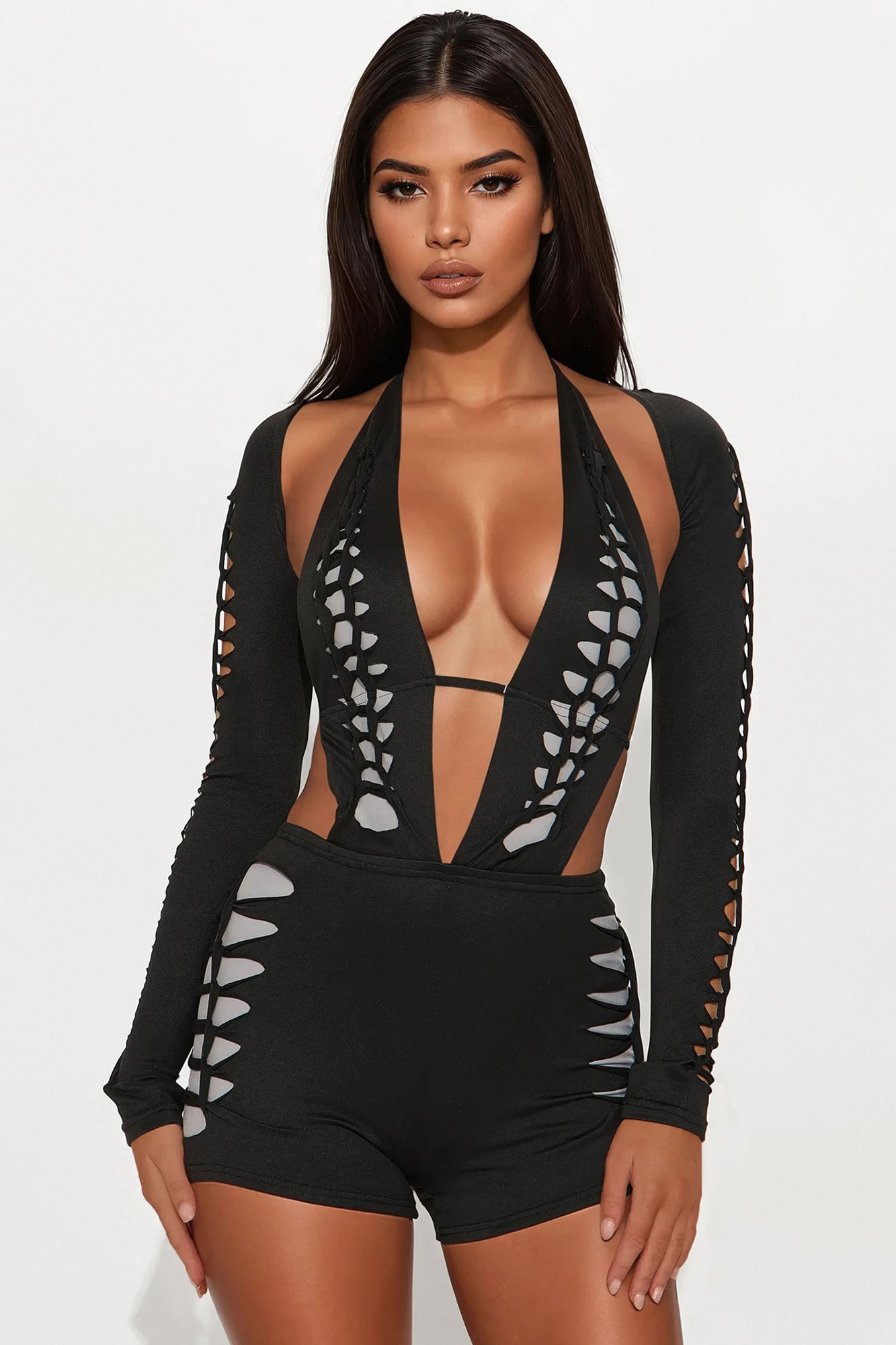Cut To The Chase Romper Set - Black/combo