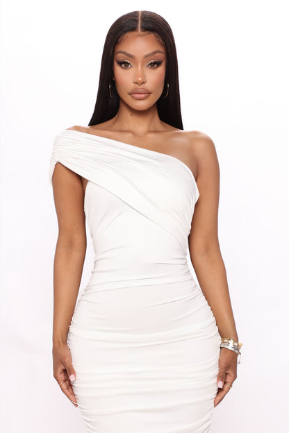 Emmalyn Ruched Midi Dress - White