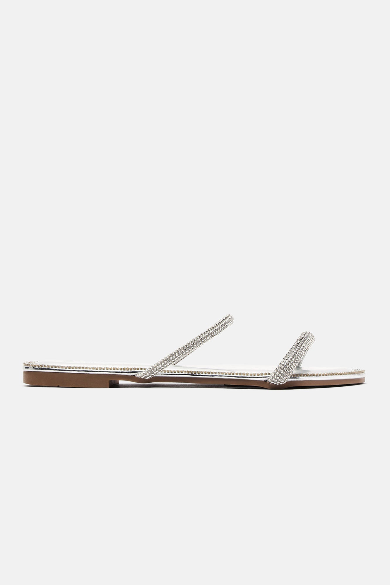 Juliet Embellished Double Strap Sandals - Silver
