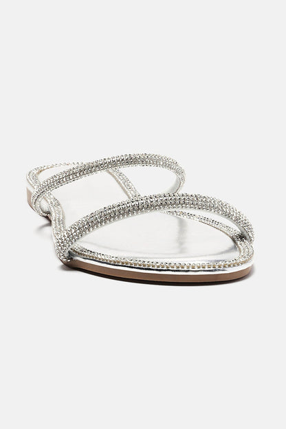 Juliet Embellished Double Strap Sandals - Silver