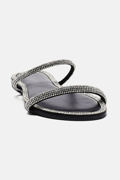 Juliet Embellished Double Strap Sandals - Black