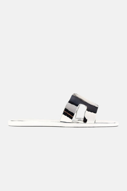 Jackie Flat Sandals - Silver