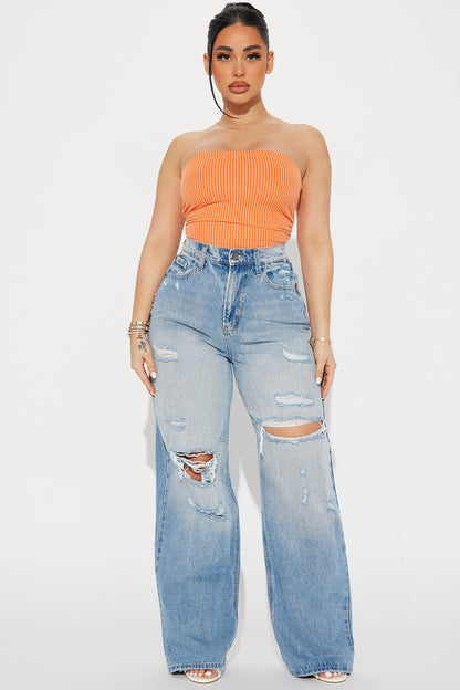 Rylin Ribbed Bodysuit - Orange