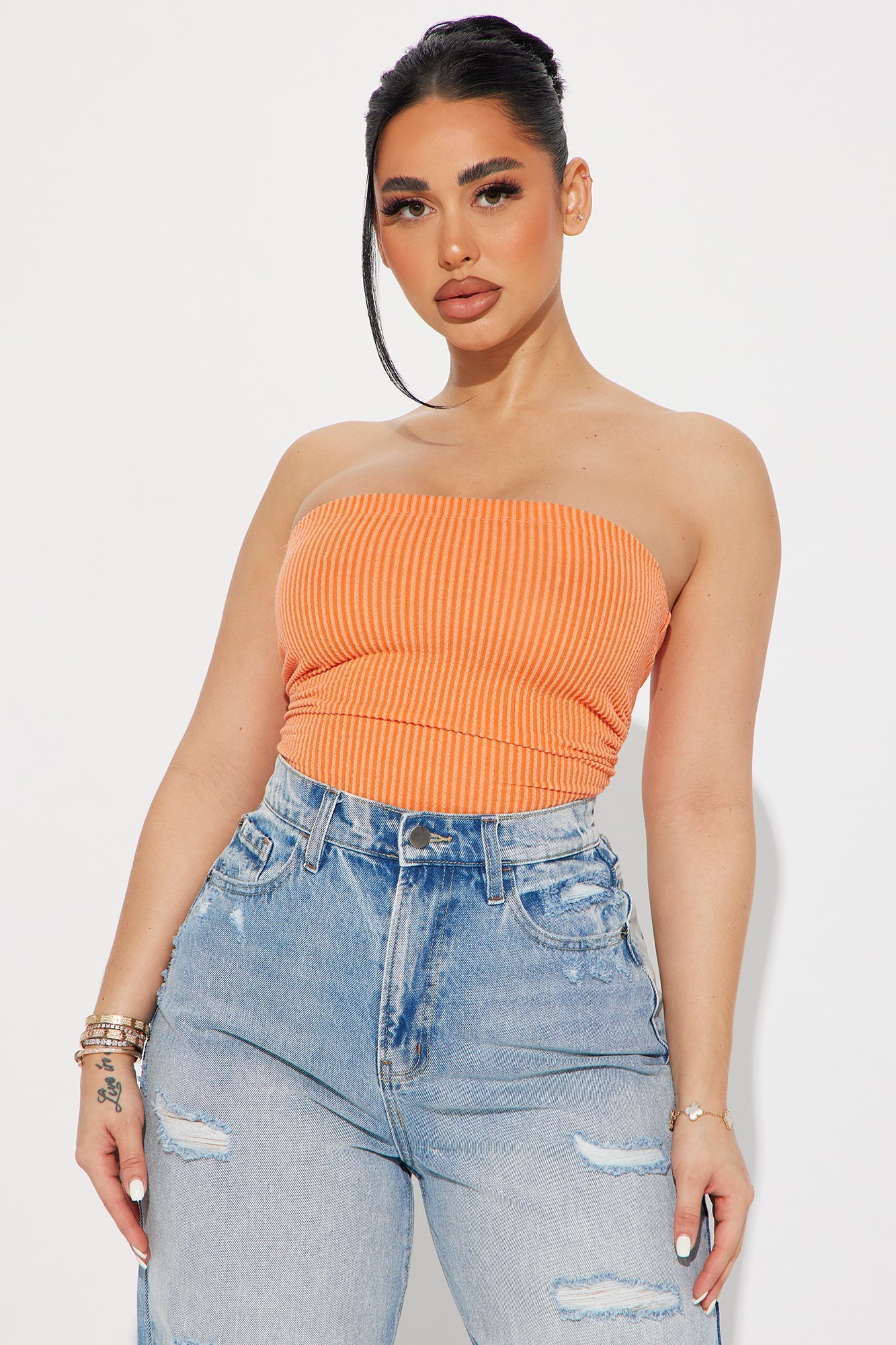 Rylin Ribbed Bodysuit - Orange
