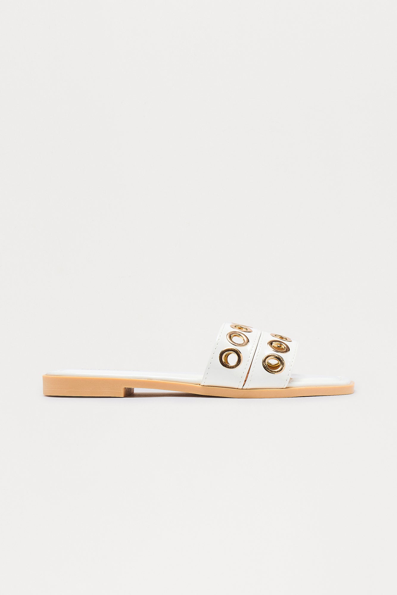 Essie Grommet Slip On Sandals - White