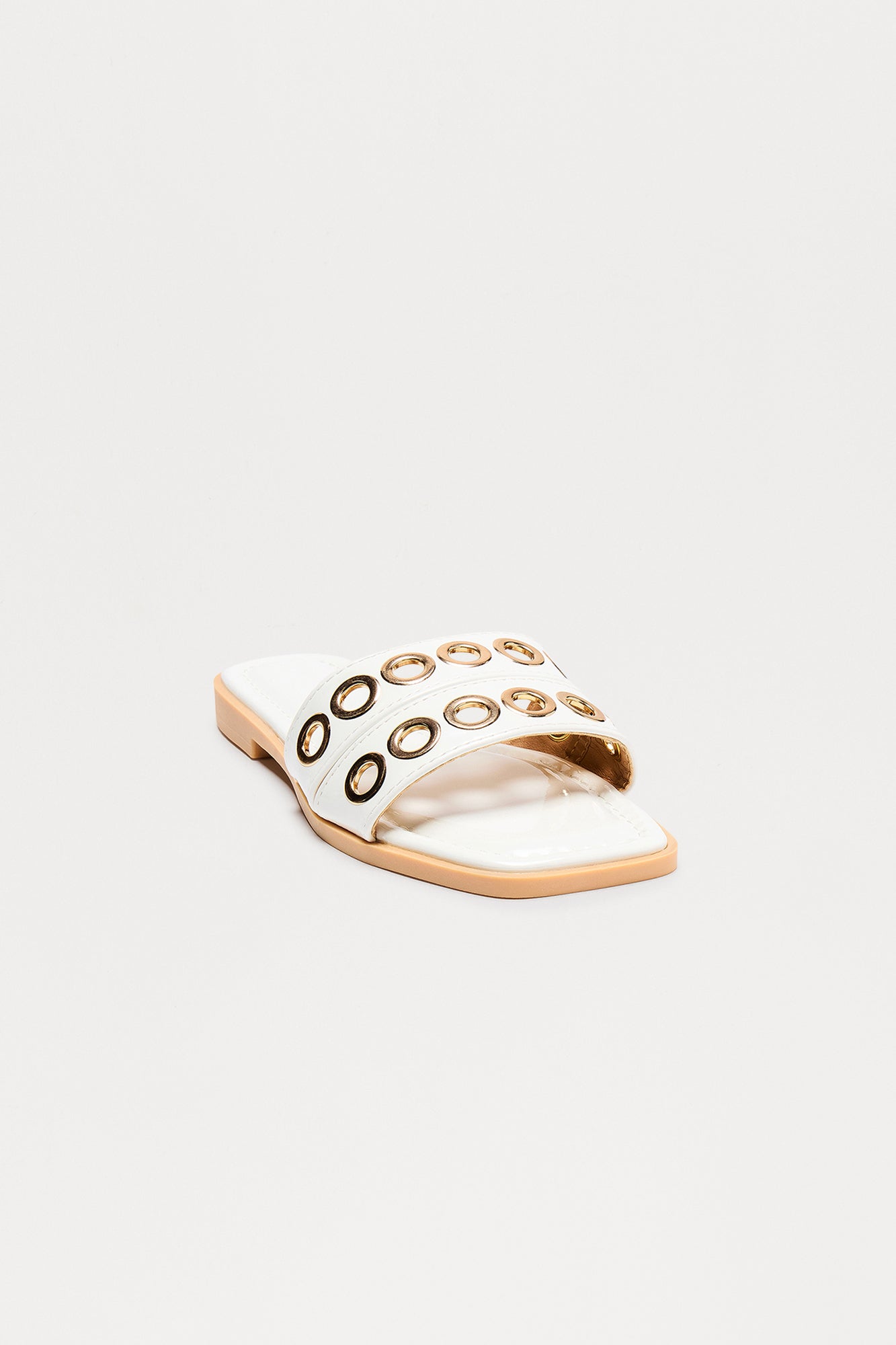 Essie Grommet Slip On Sandals - White