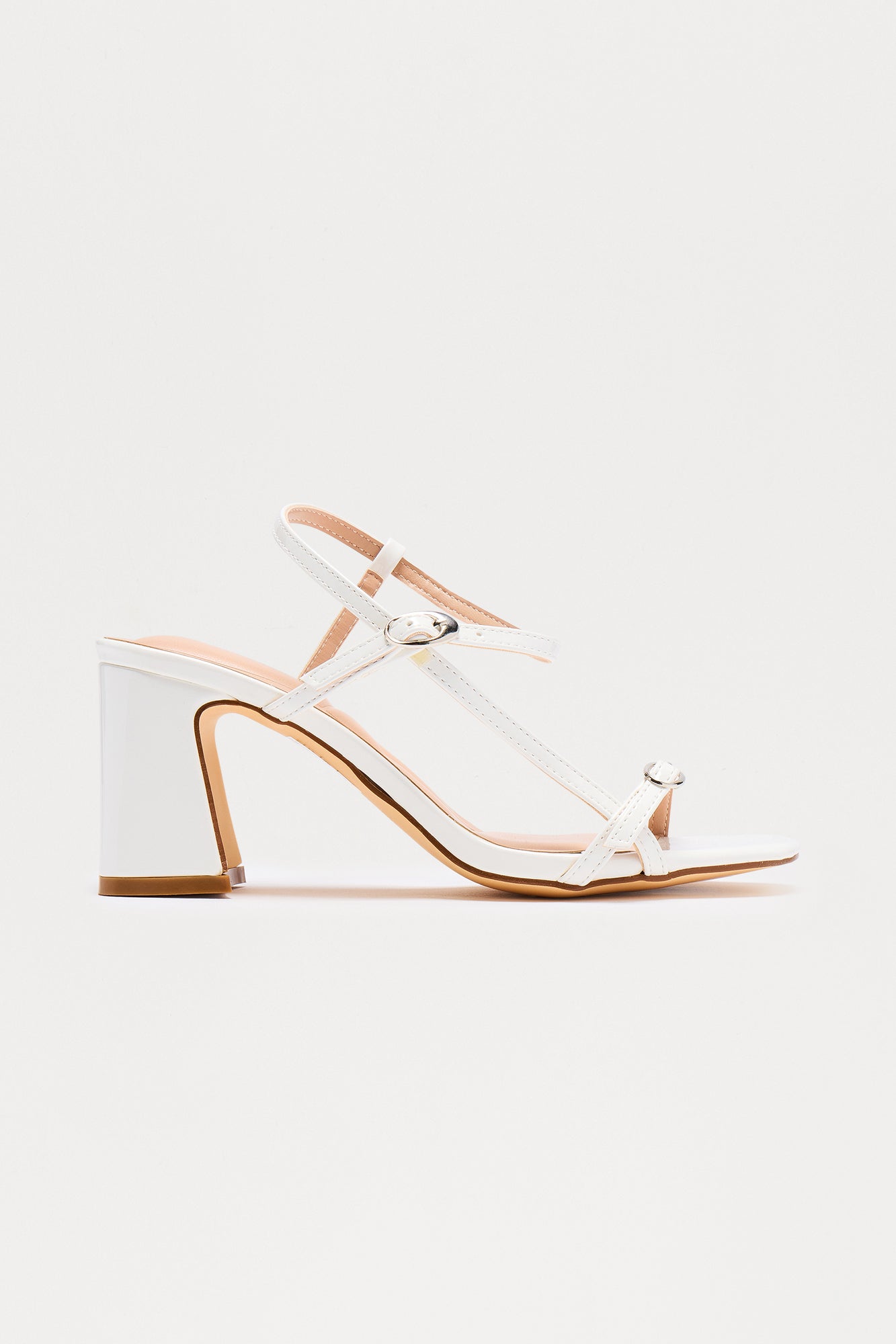 Kathy Ankle Strap Heels - White