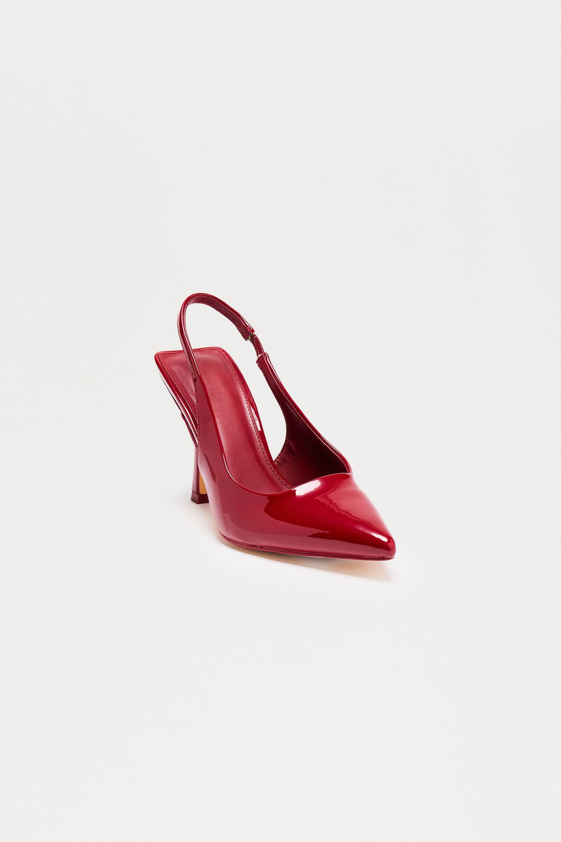 Spectate Faux Patent Slingback Pumps - Burgundy