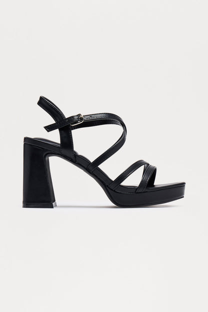 Esperanza Faux Leather Heels - Black