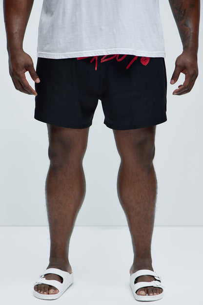 Loverboy Relaxed Swim Trunk 4″ - Black